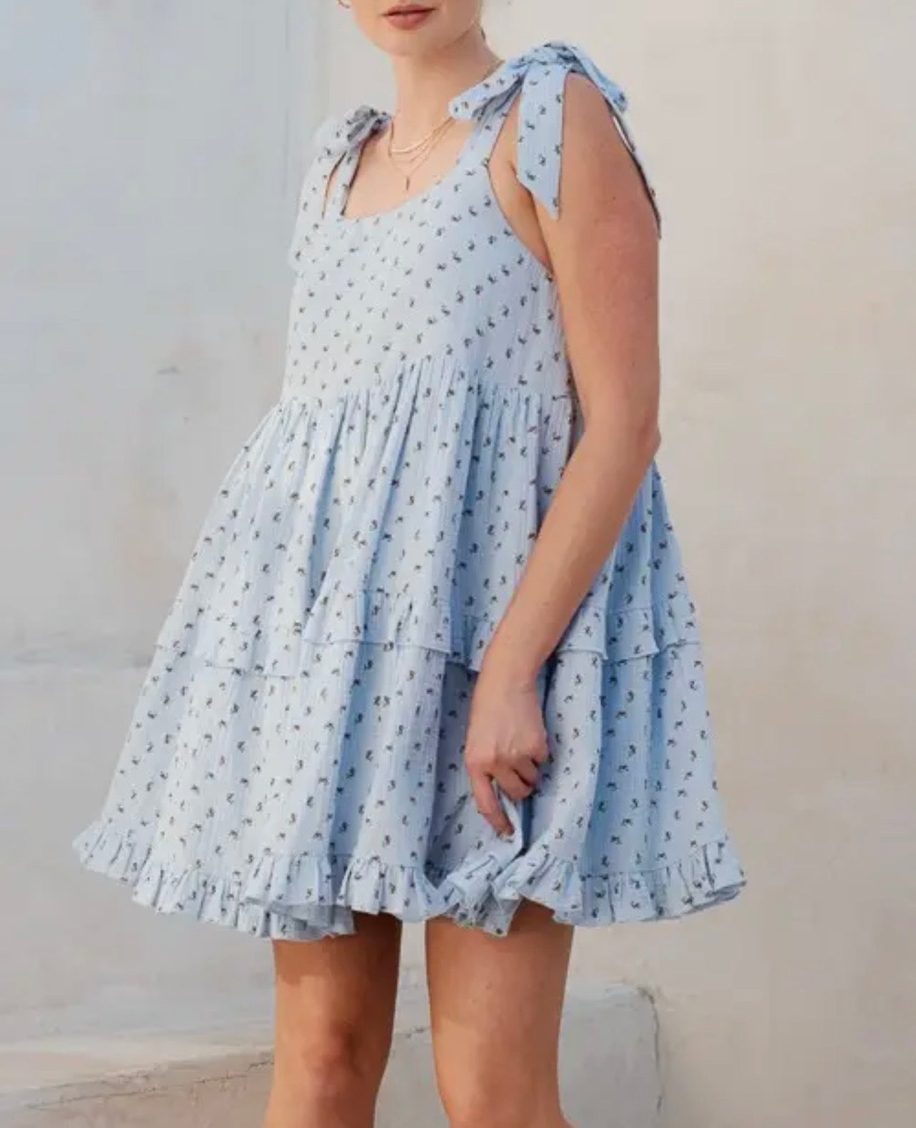 Floral Square Neck Ruffle Mini