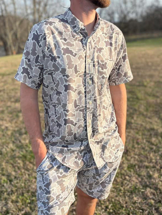 Gray Camo Button Down
