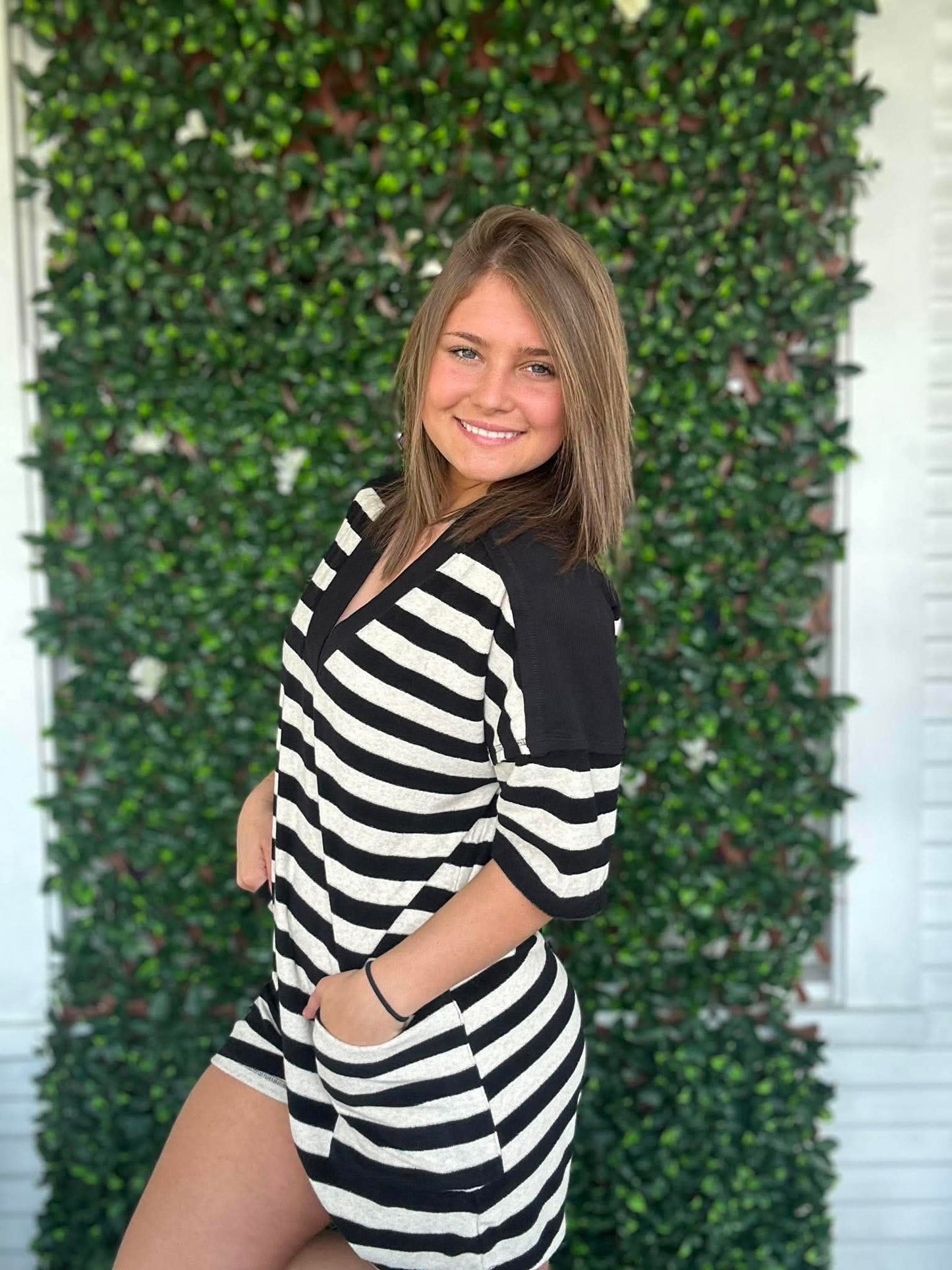 Stripe Casual Knit Romper