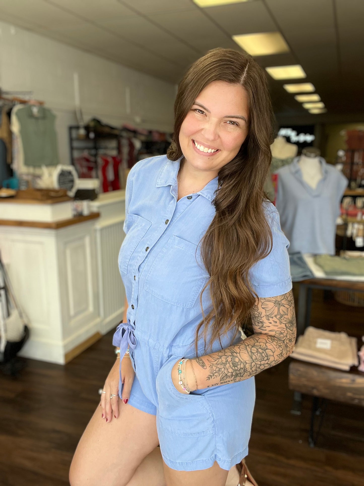 Button Down Utility Romper