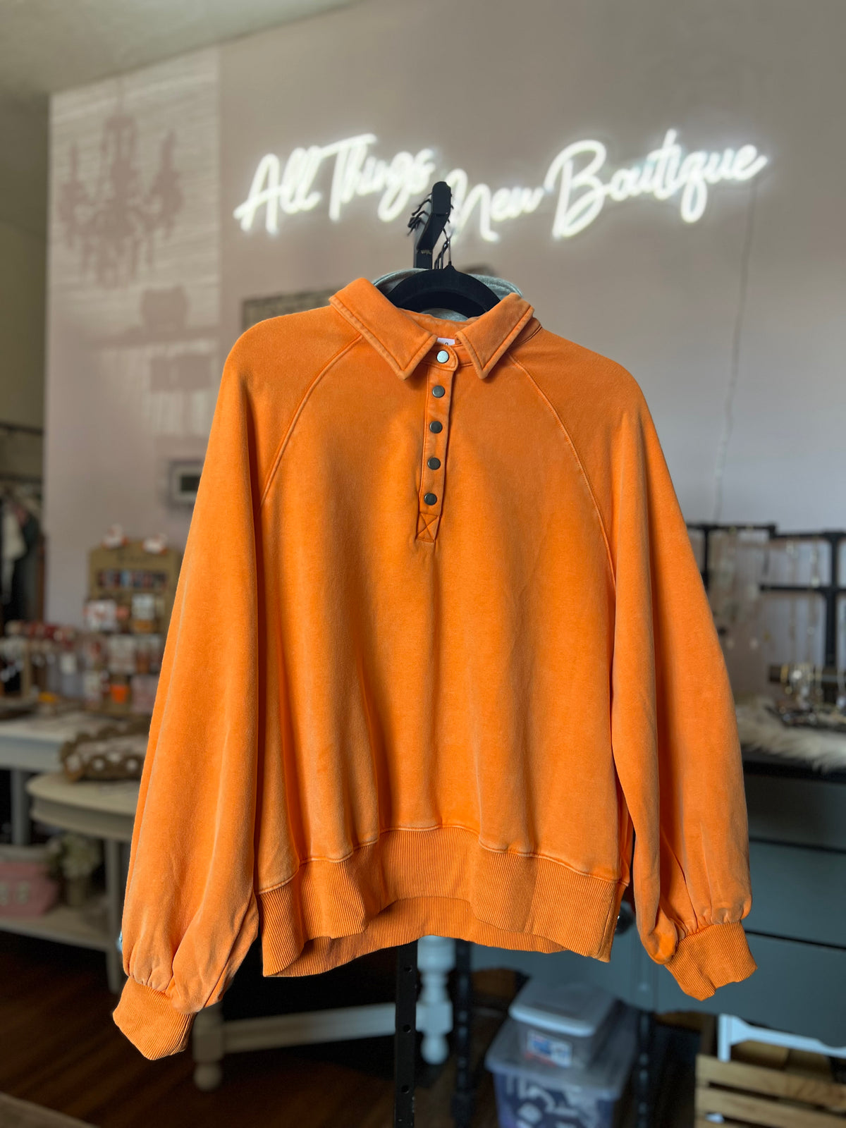 Orange Half Snap Pullover