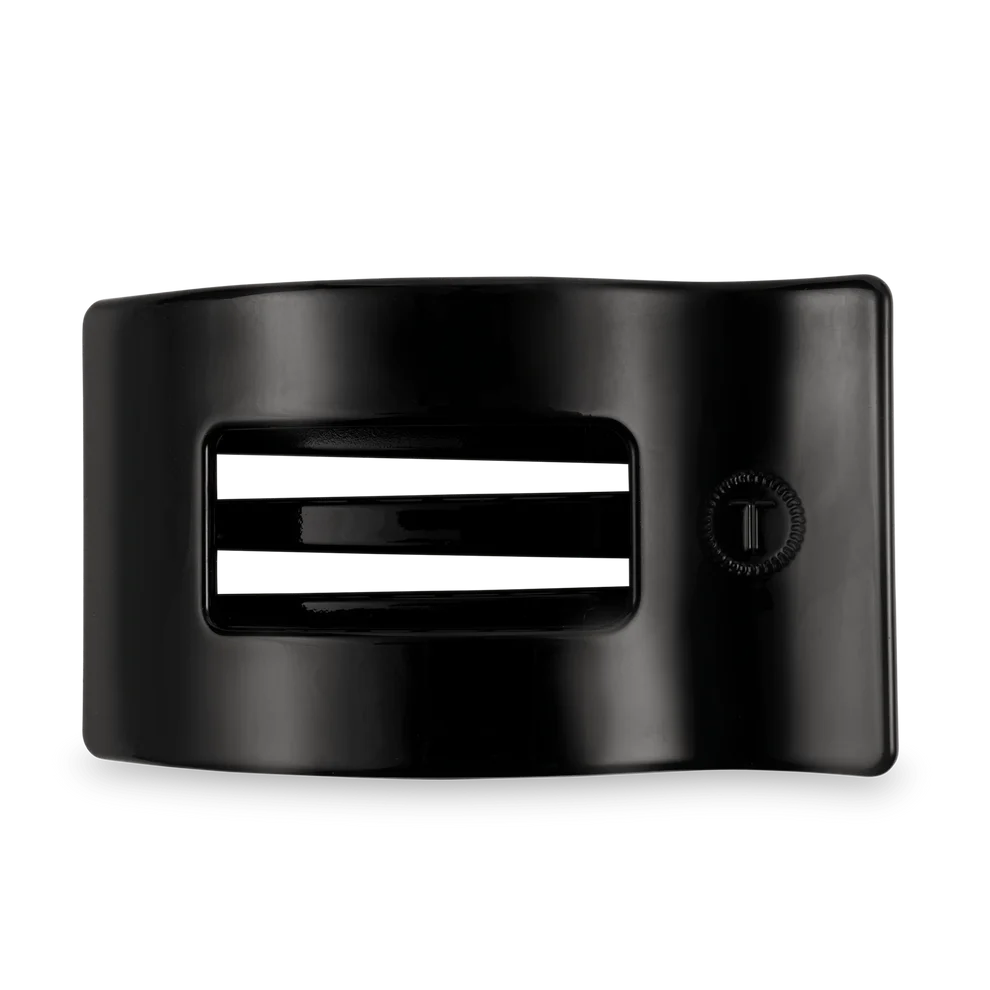 Jet Black Flat Rectangle Hair Clip
