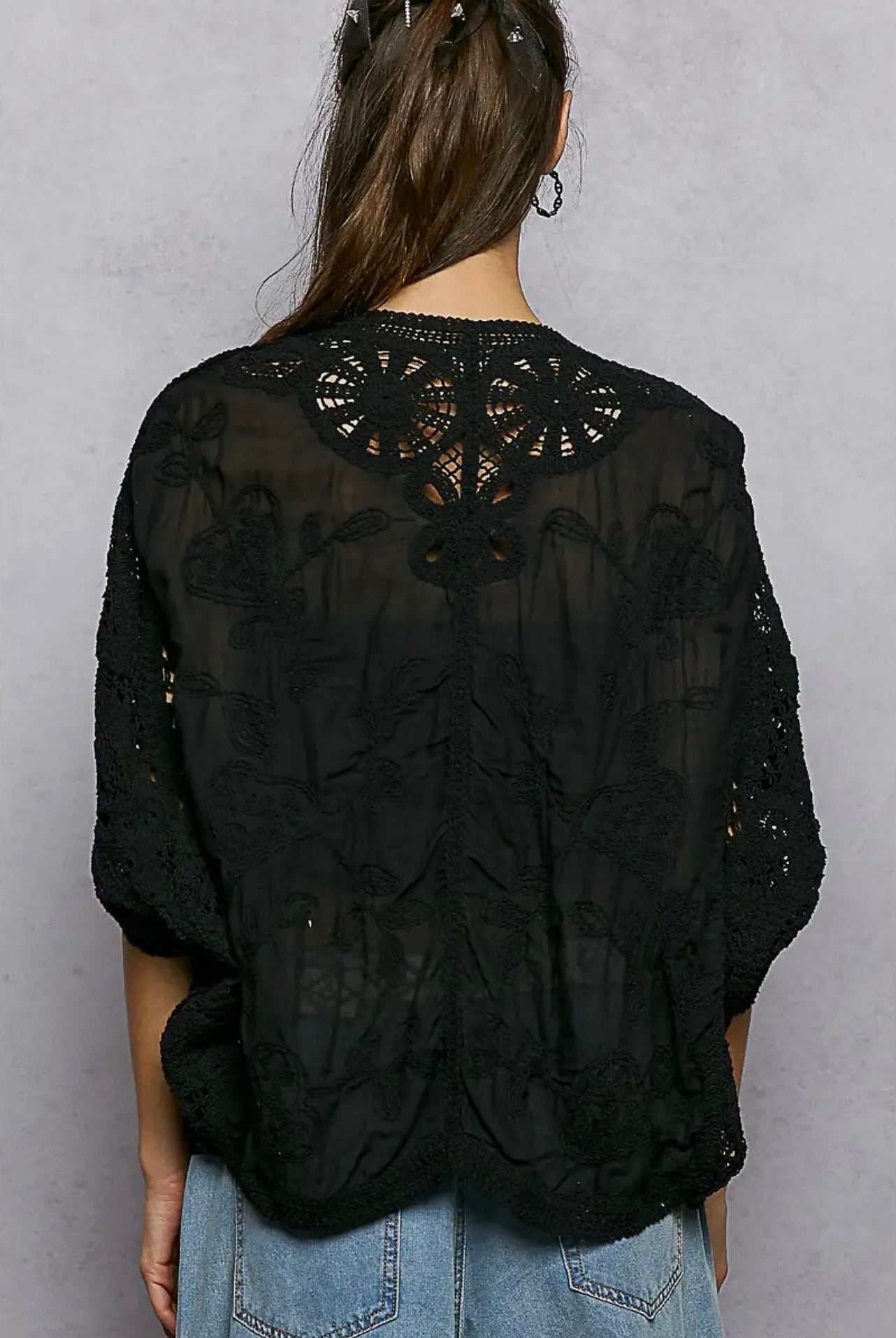 Batwing Button Down Crochet Cardigan