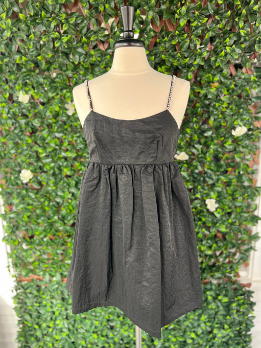 Black Textured Babydoll Dress