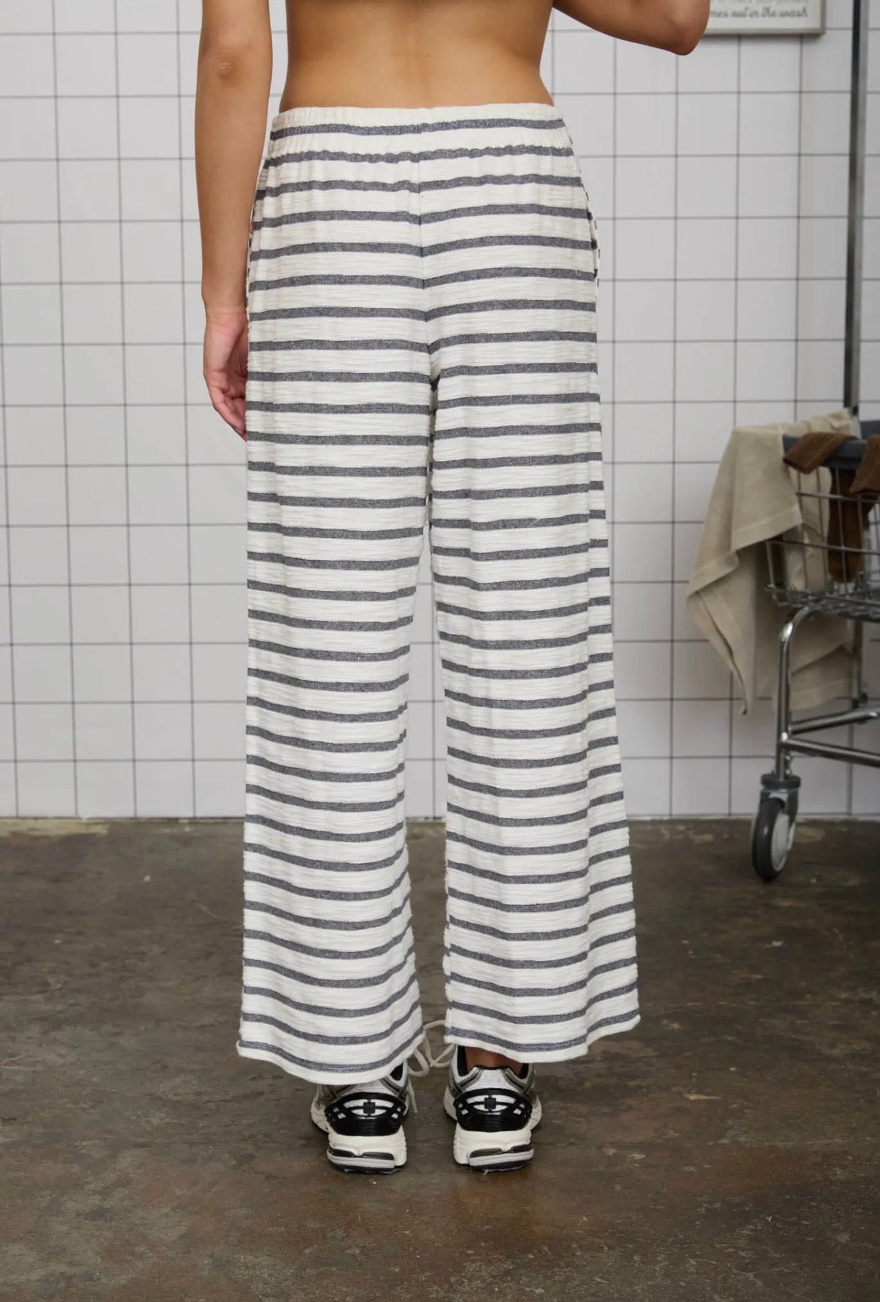 Stripe Round Neck/Wide Leg Set