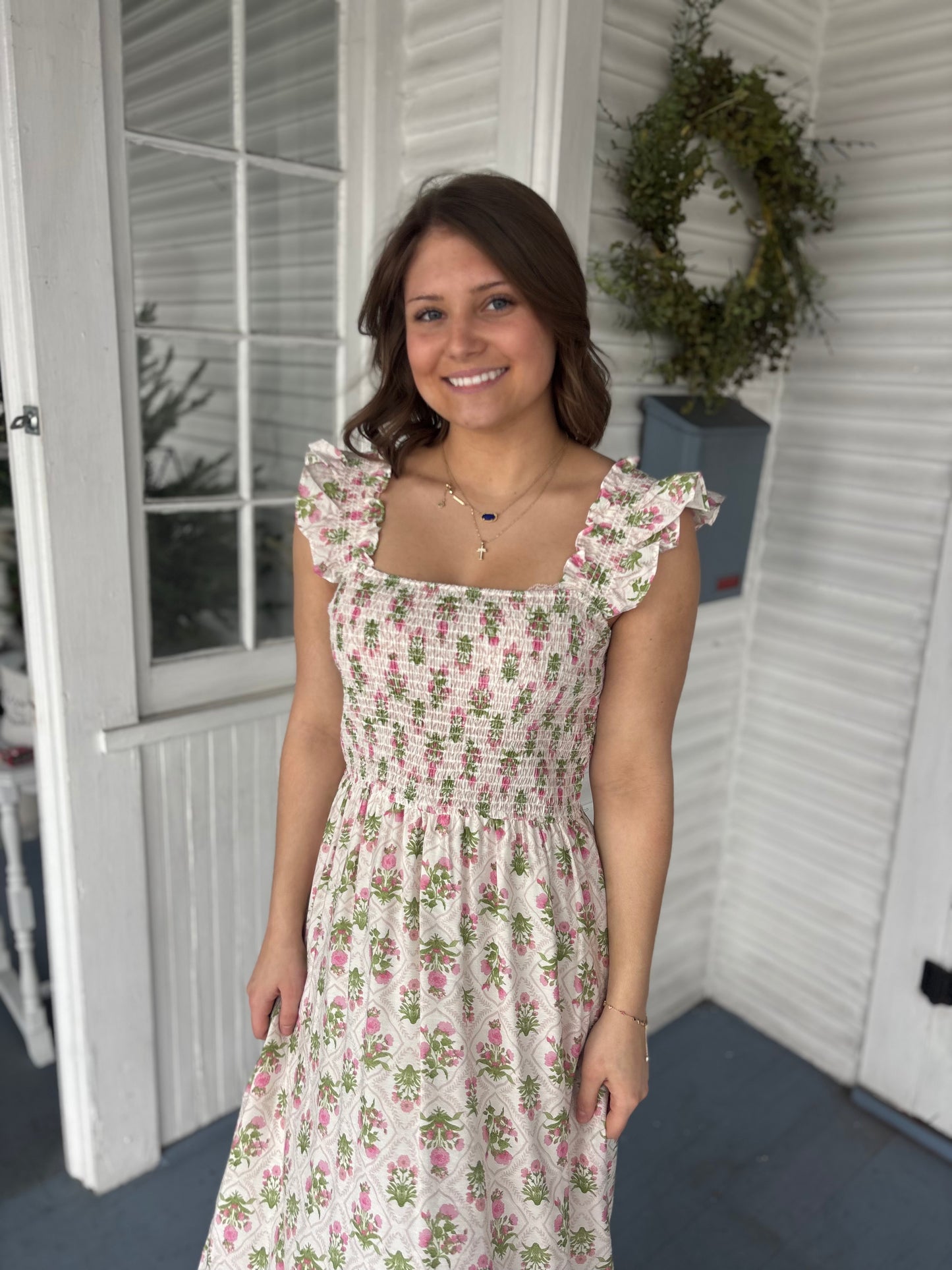 Floral Tile Pattern Midi