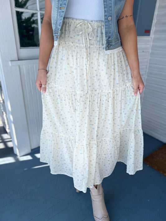 Tiered Floral Maxi Skirt