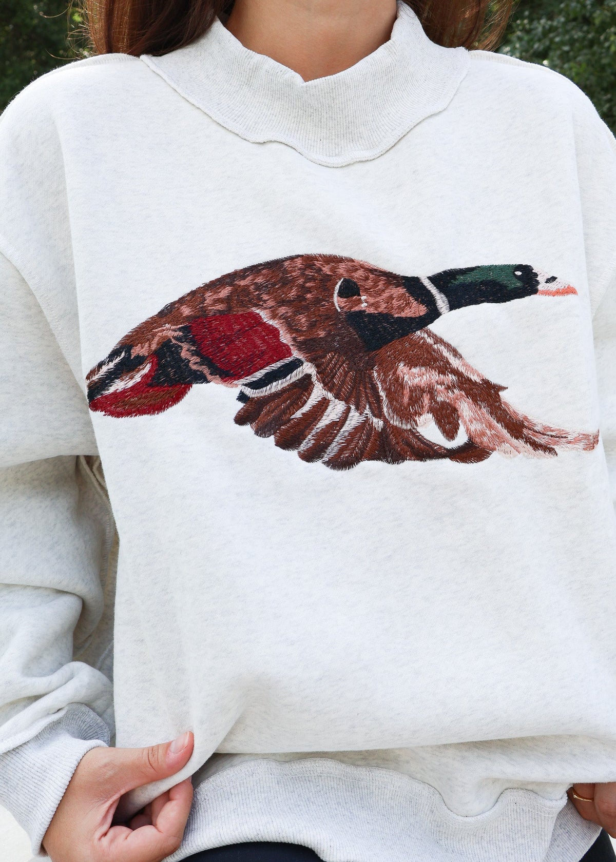 Lux Embroidered Mallard Mock Neck