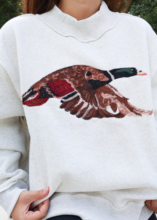 Lux Embroidered Mallard Mock Neck