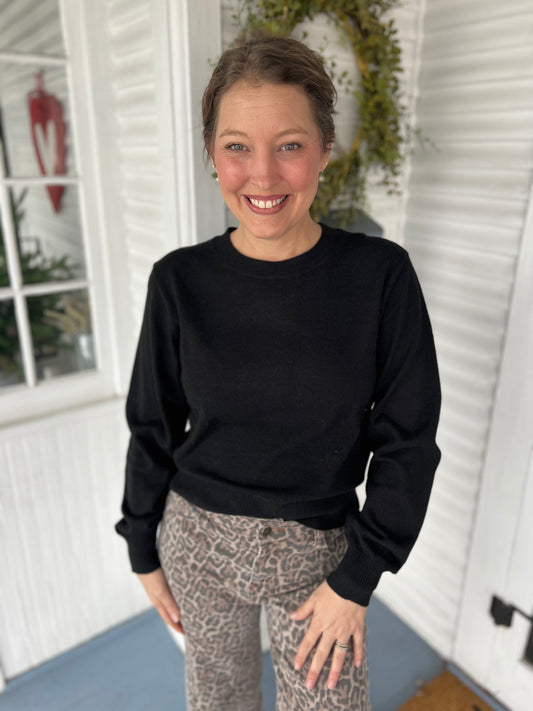 Solid Crewneck Pullover Knit Sweater