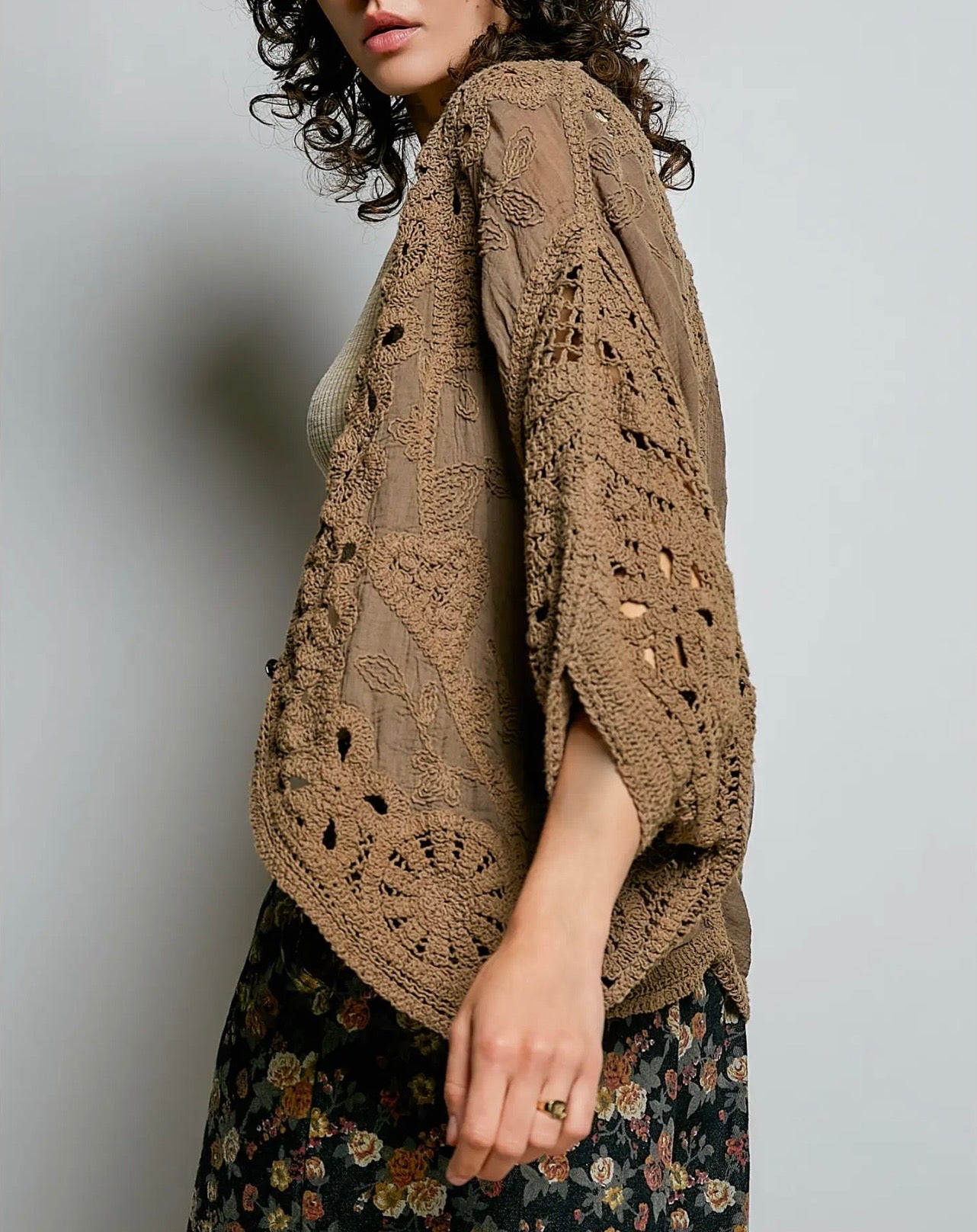 Batwing Button Down Crochet Cardigan