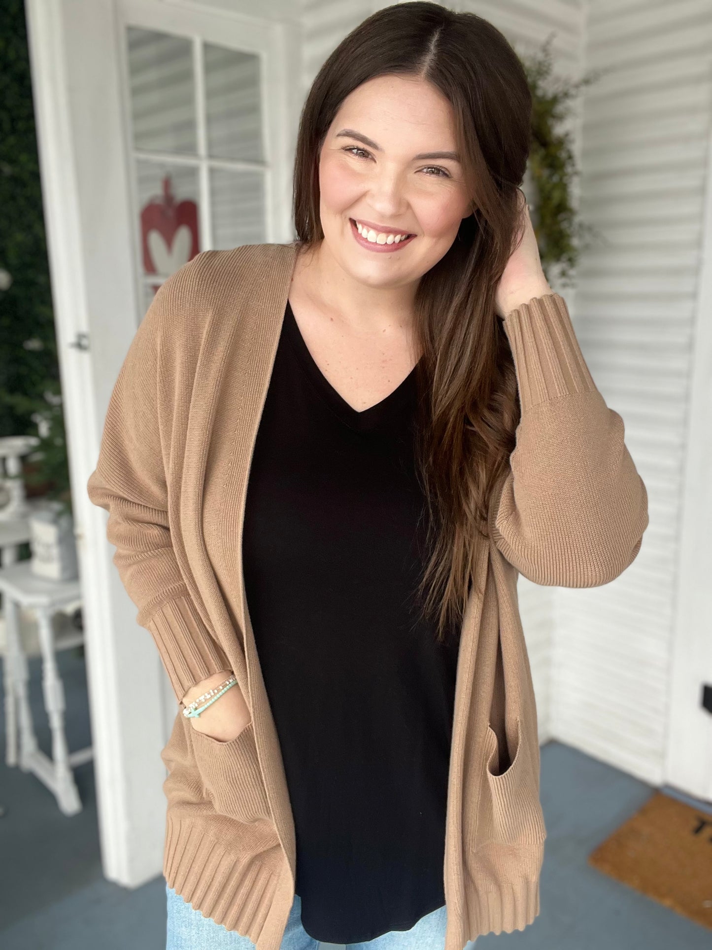 Tan Pocket Cardigan