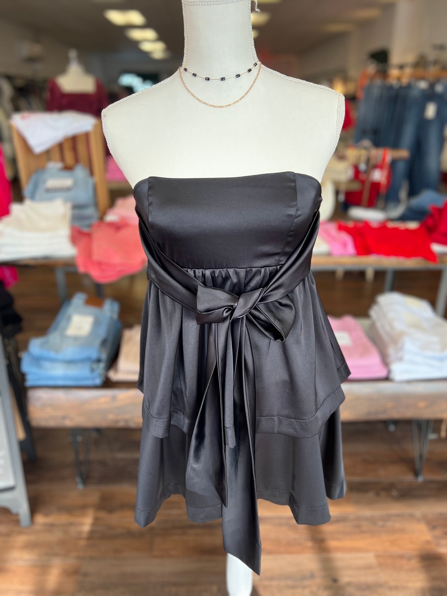 Strapless Bow Mini Dress