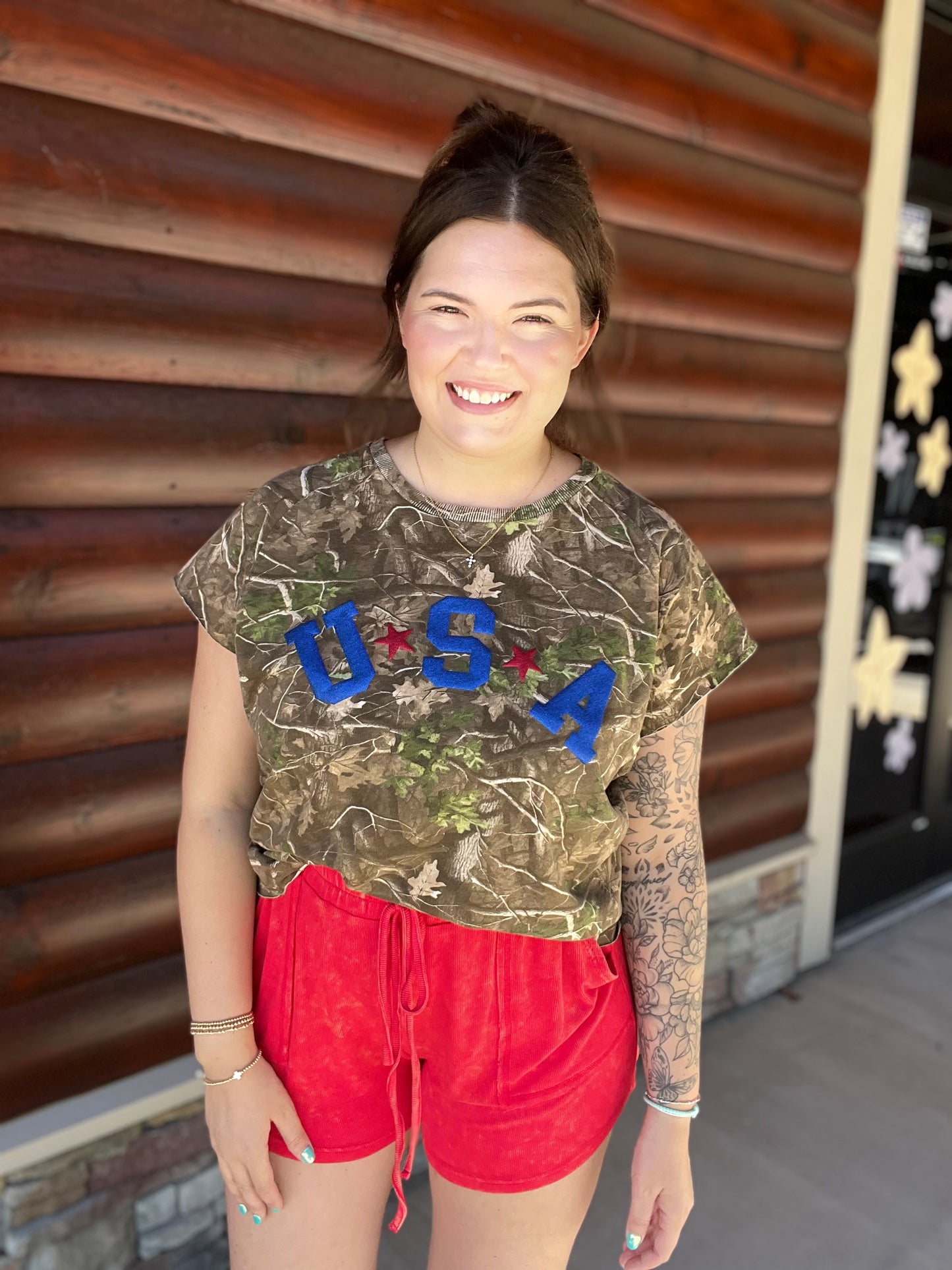 Camo USA SS Top