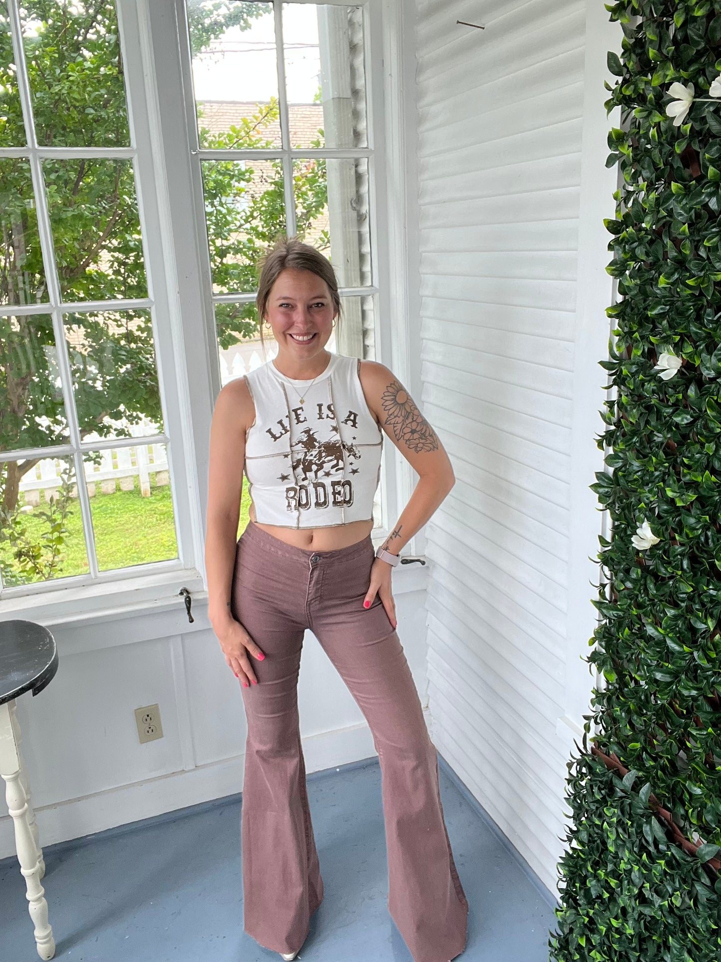 Brown Bell Bottom Jeans