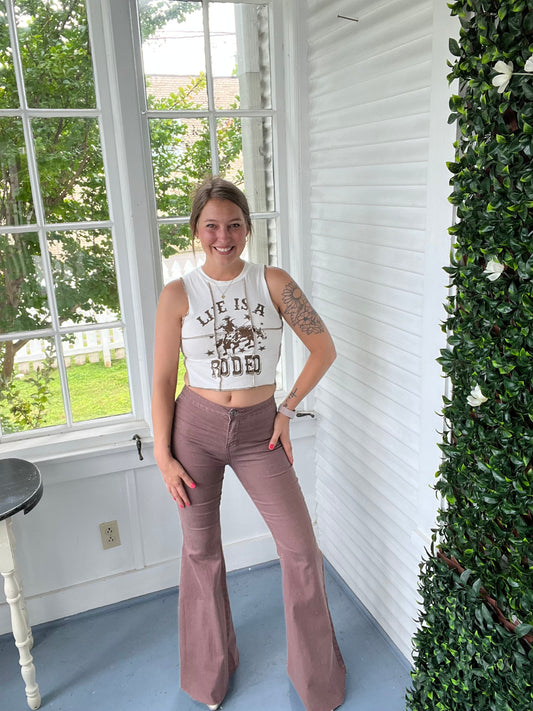 Brown Bell Bottom Jeans