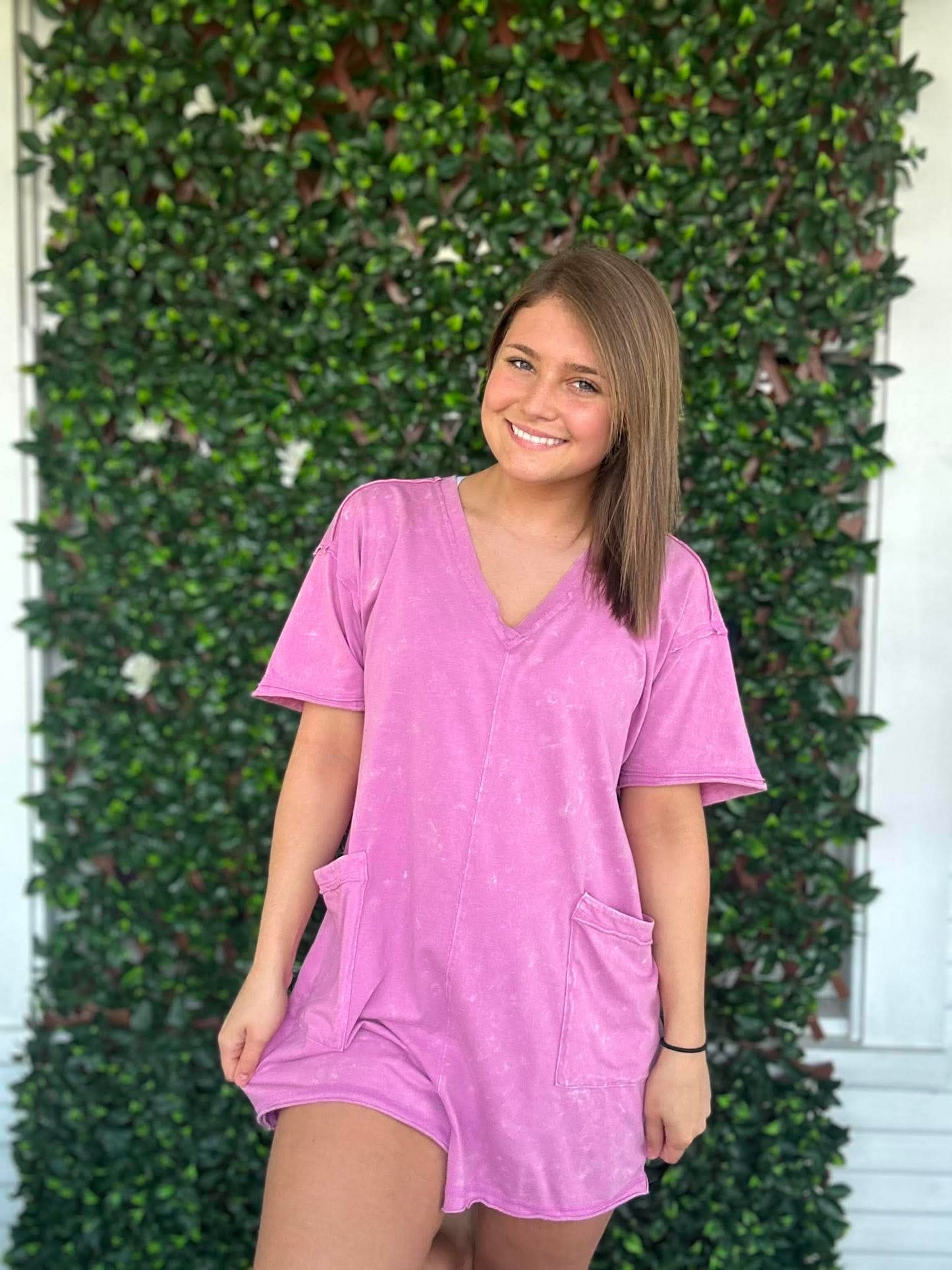 Mineral Washed Oversized Casual Knit Romper