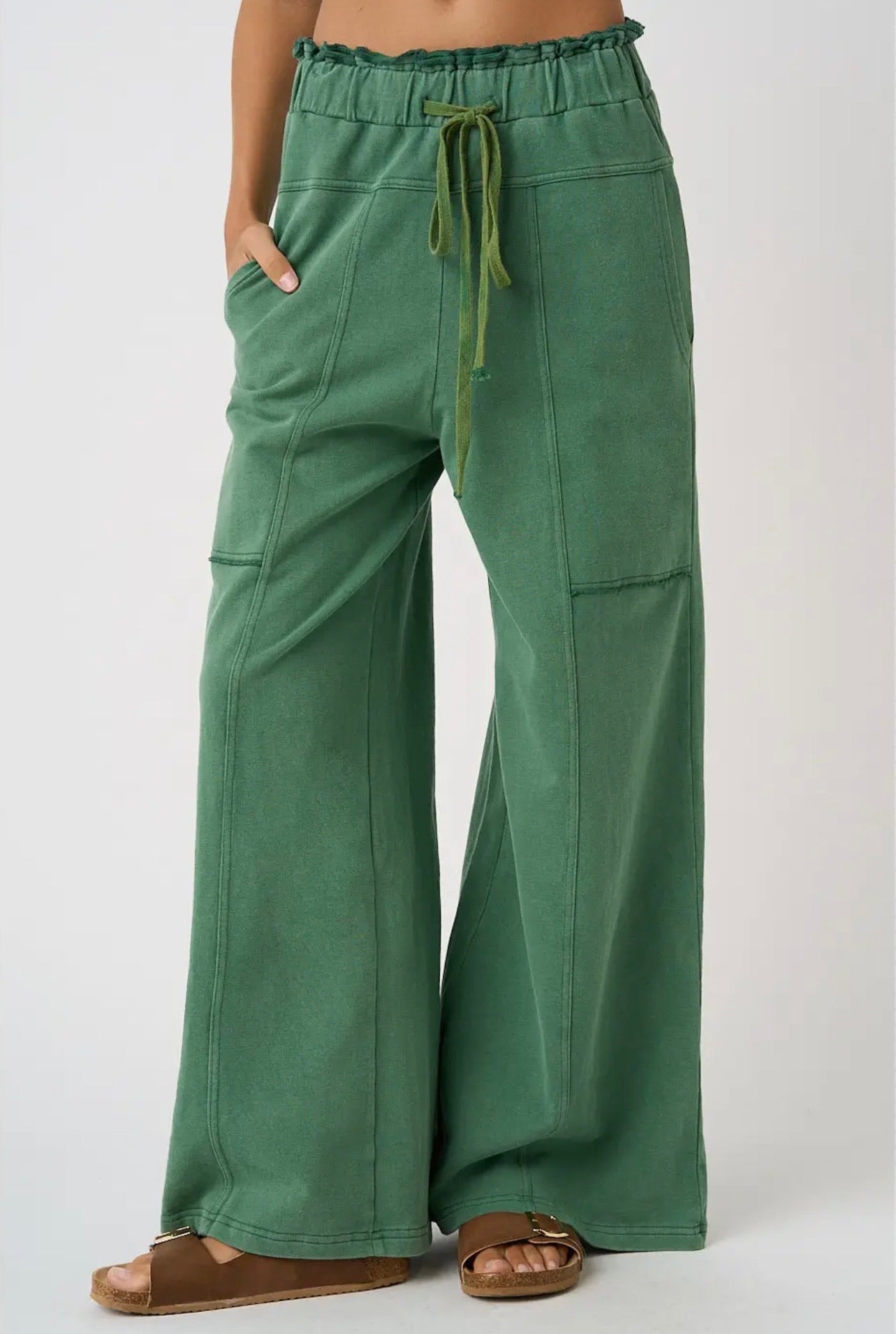 Exposed Seam Wide Leg Lounge Pant