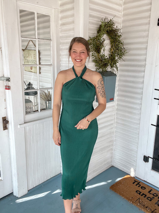 Ribbed Halter Midi Dress