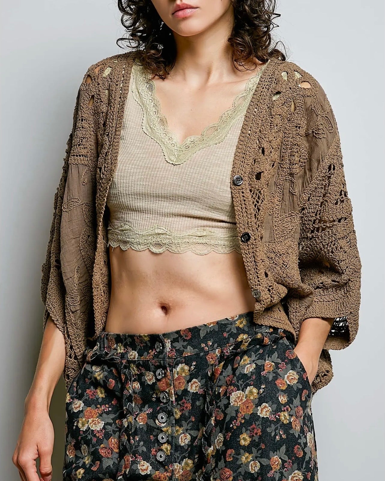 Batwing Button Down Crochet Cardigan