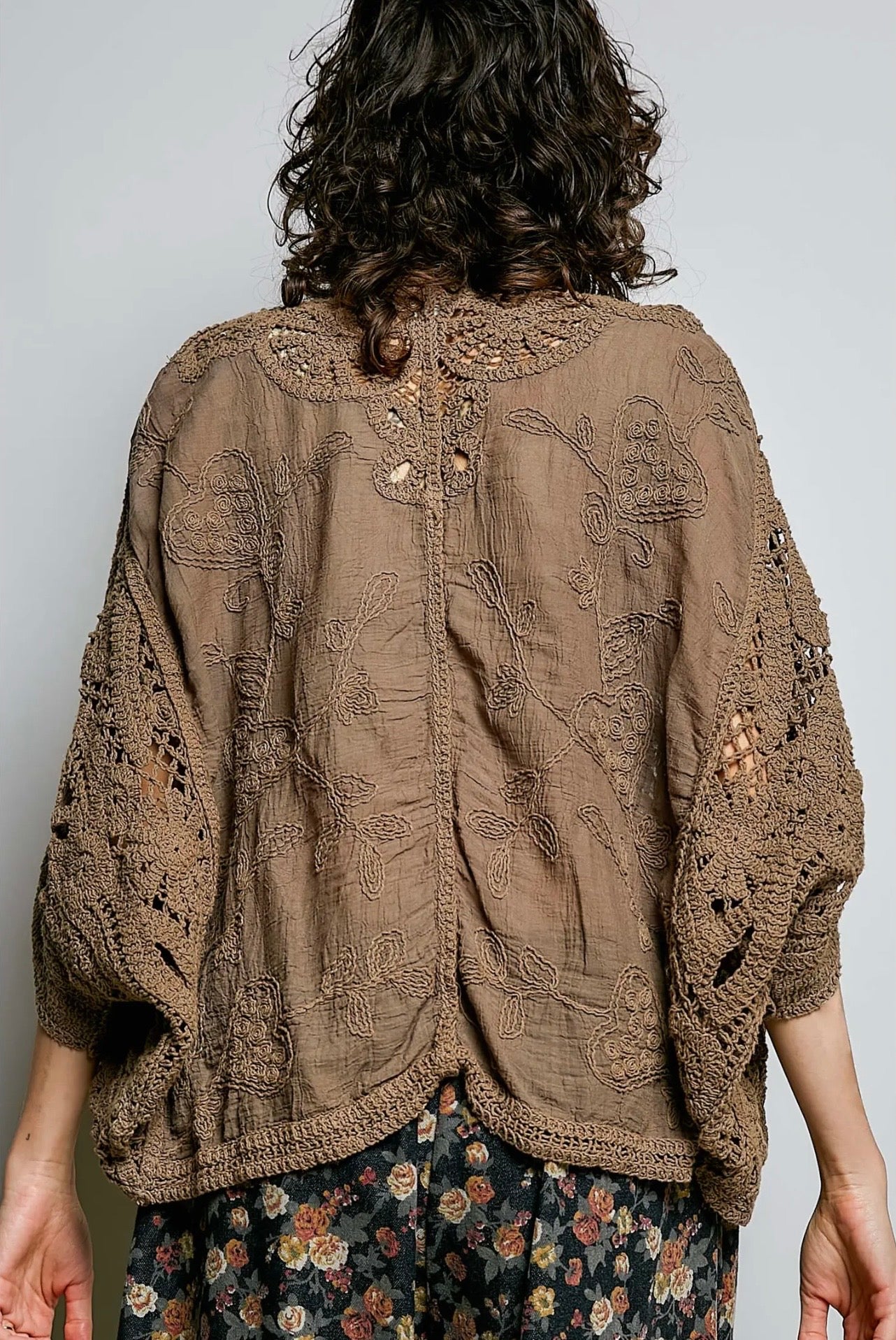 Batwing Button Down Crochet Cardigan