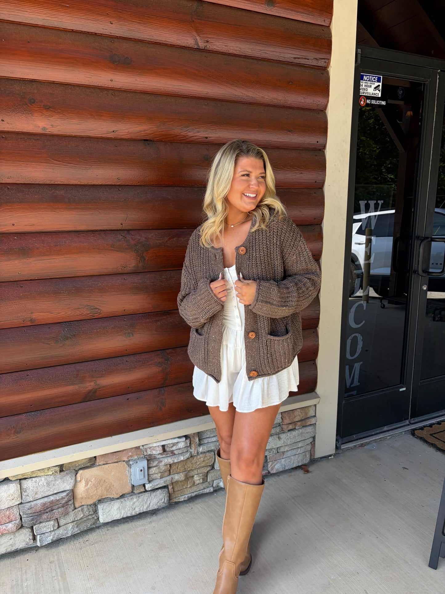 Marled Button Down Chunky Knit Cardigan