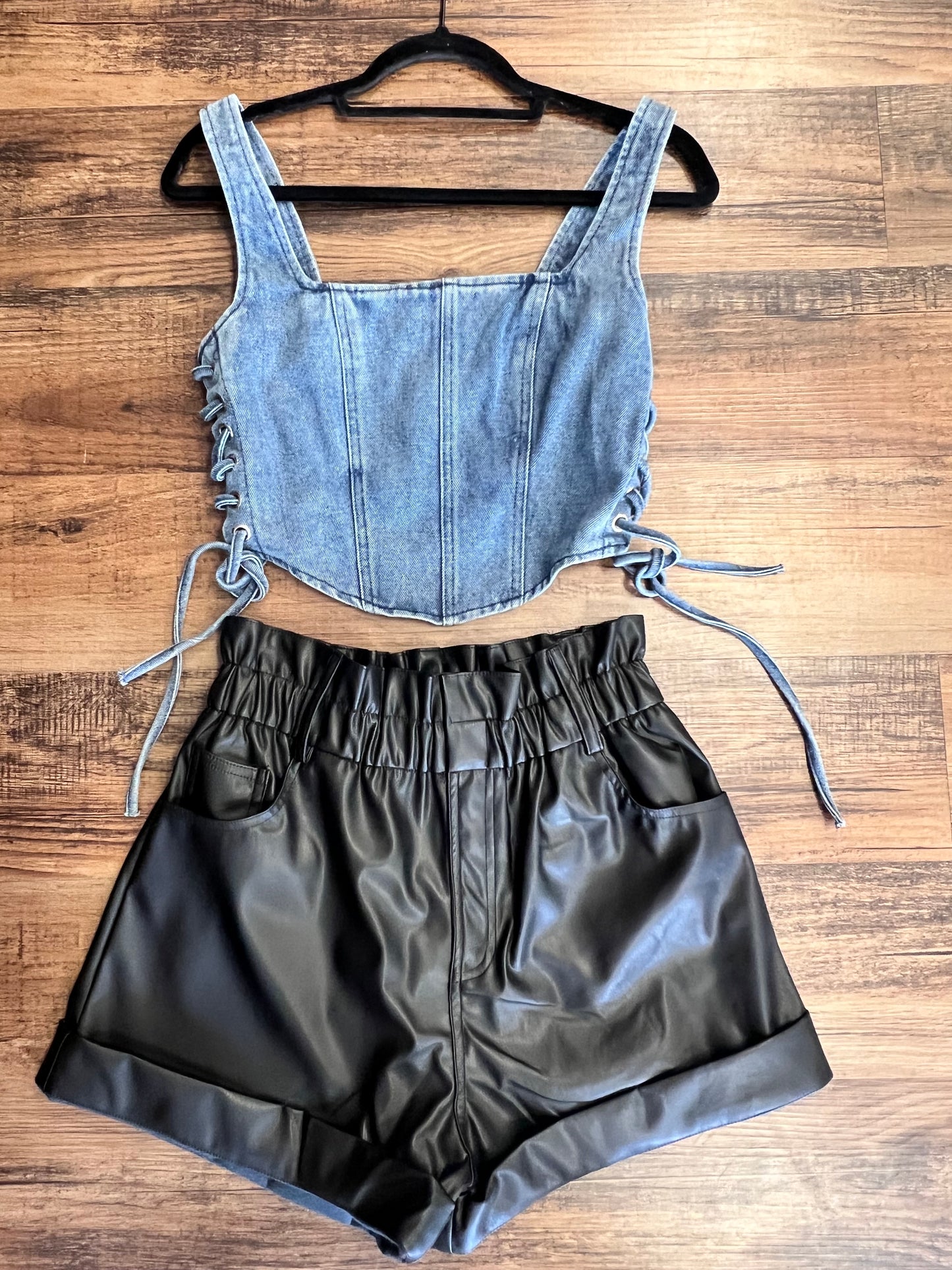 Black Pleather Shorts