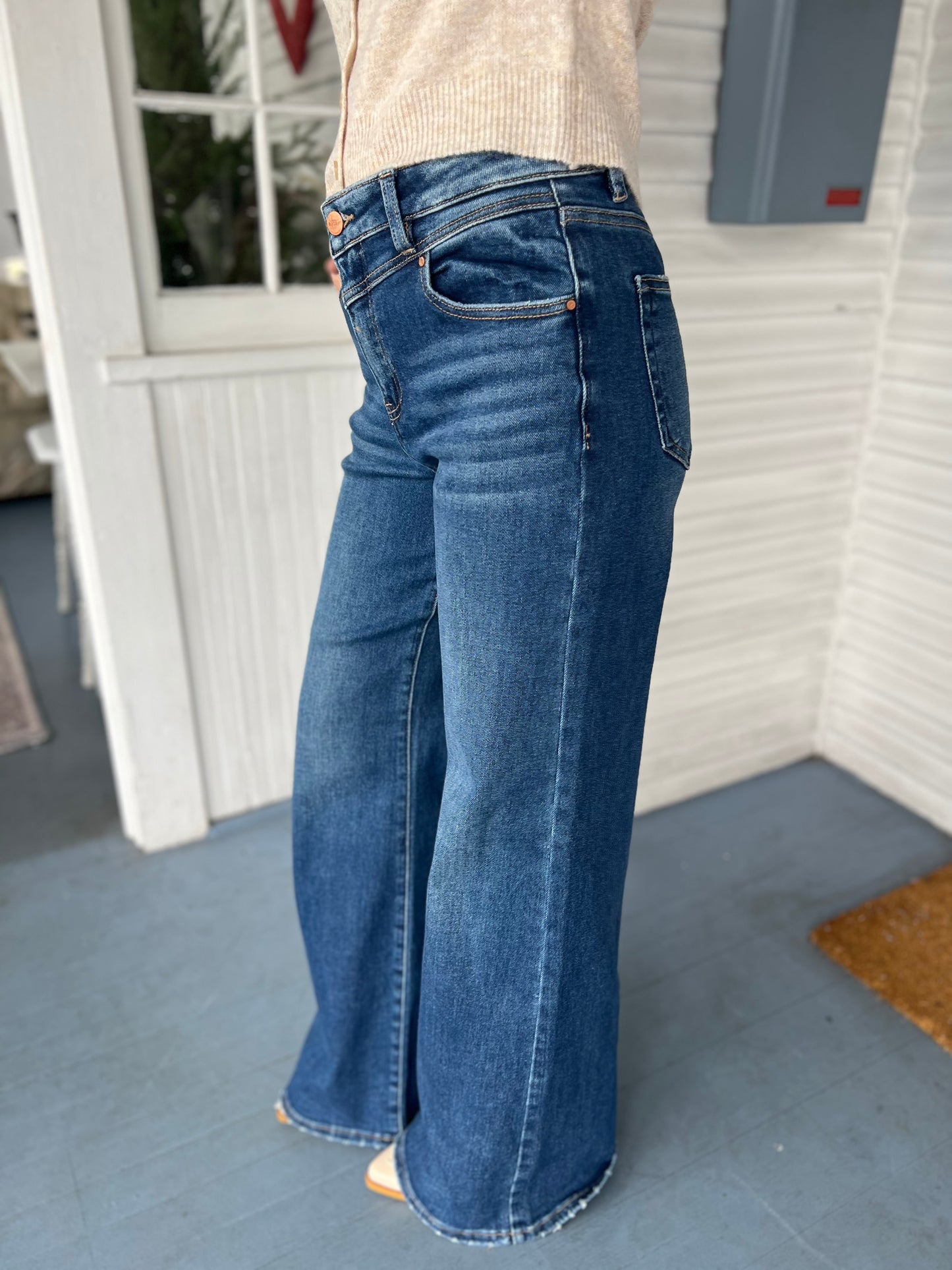 High Rise Wide Leg Front Yoke