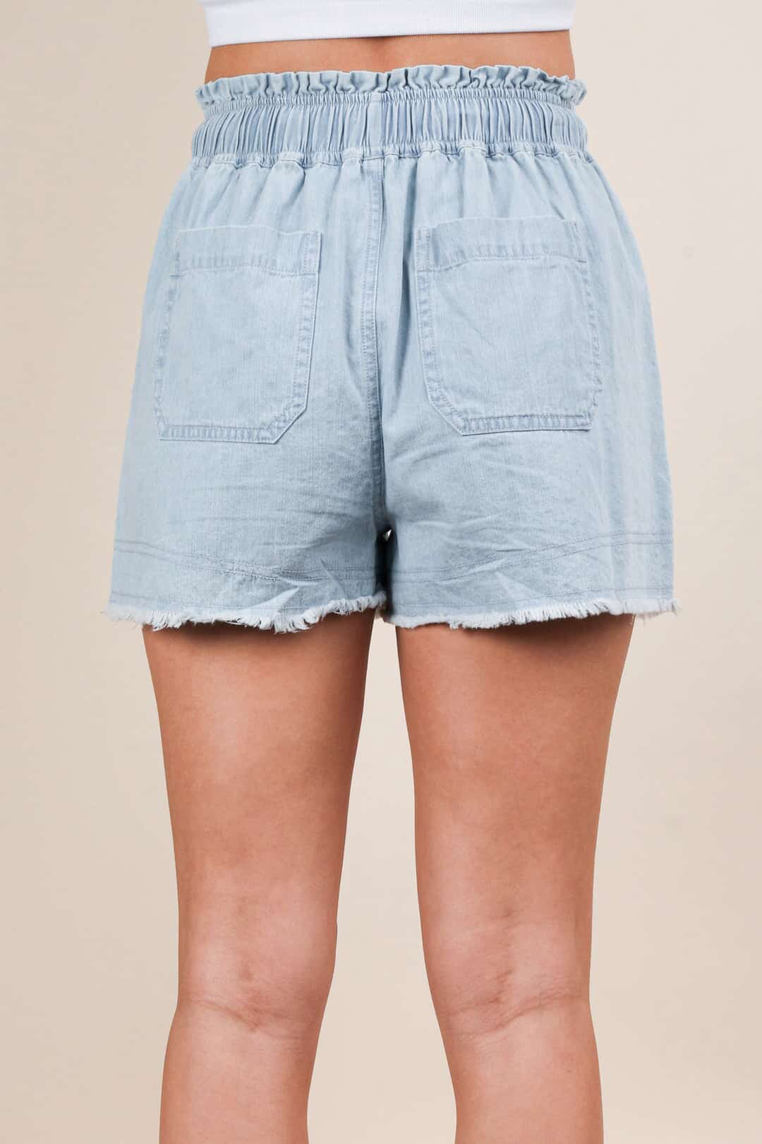 Washed Chambray Denim Shorts