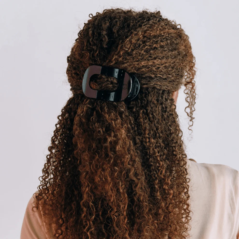 Jet Black Flat Round Hair Clip