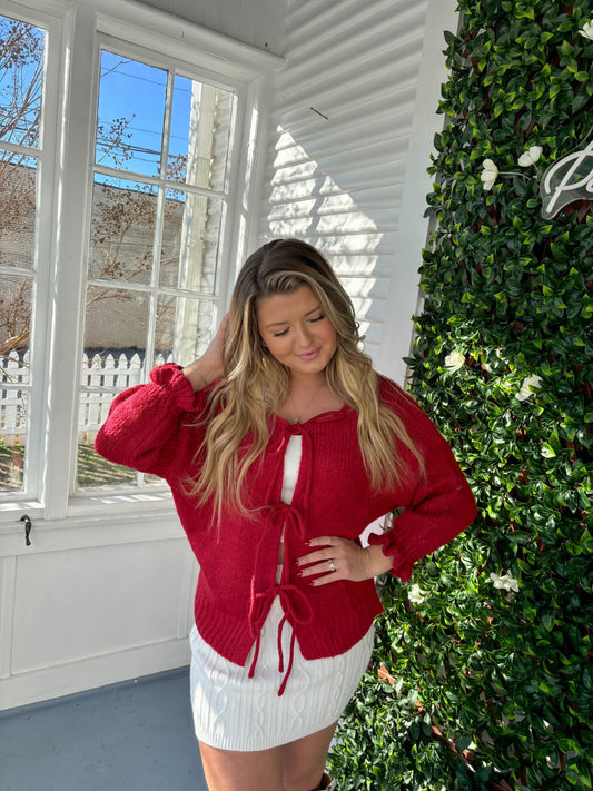 Tie Front Knit Sweater