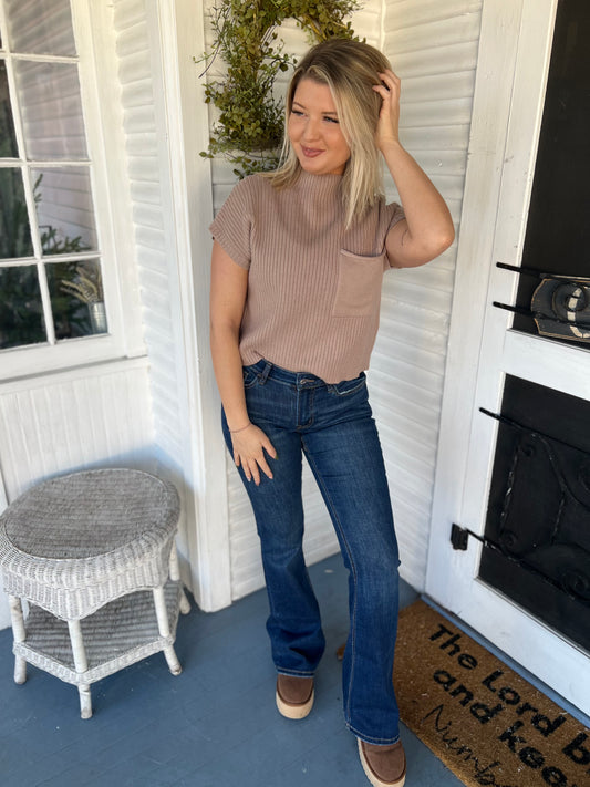 Mock Neck SS Sweater