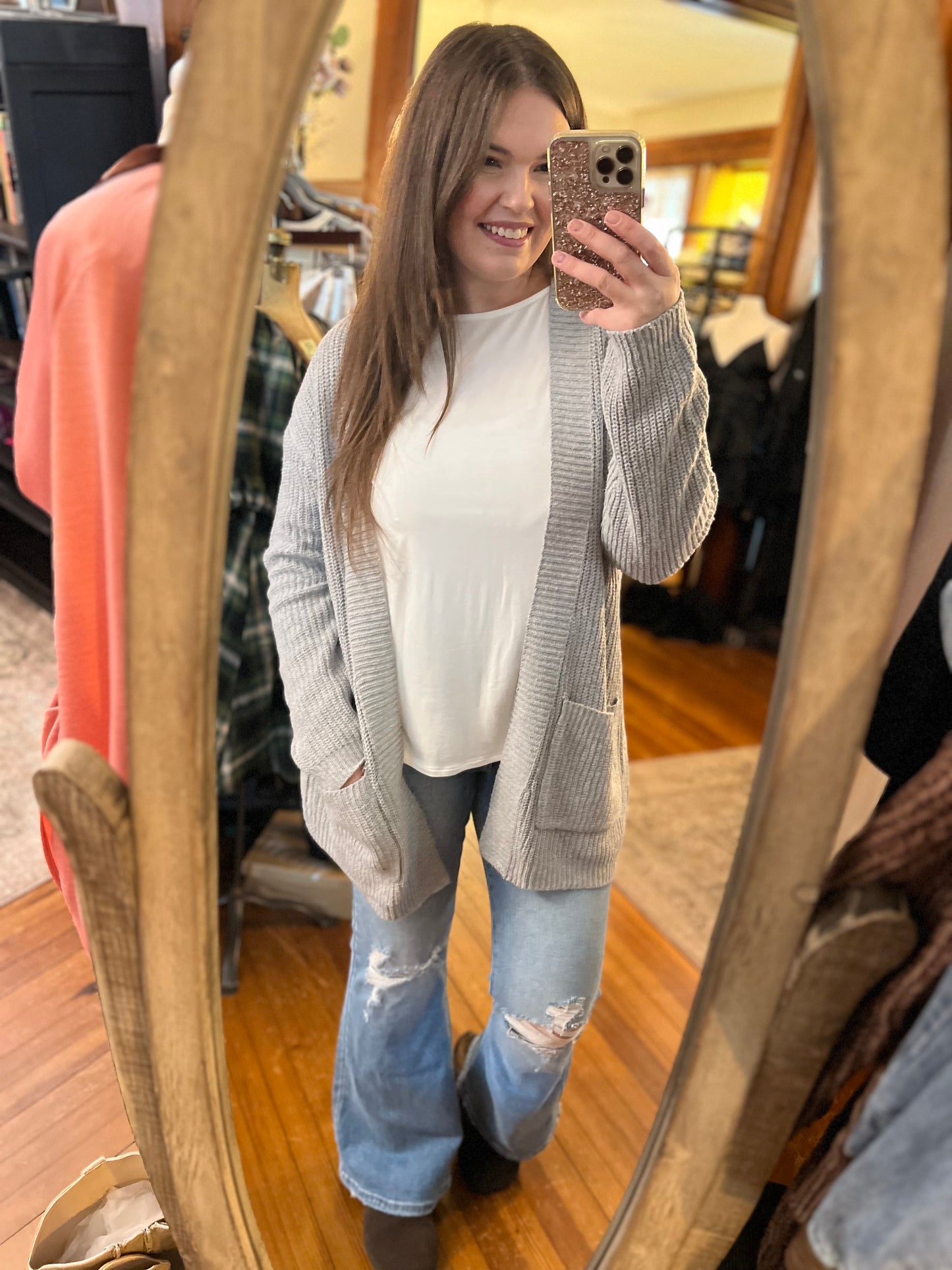Gray Knit Cardigan