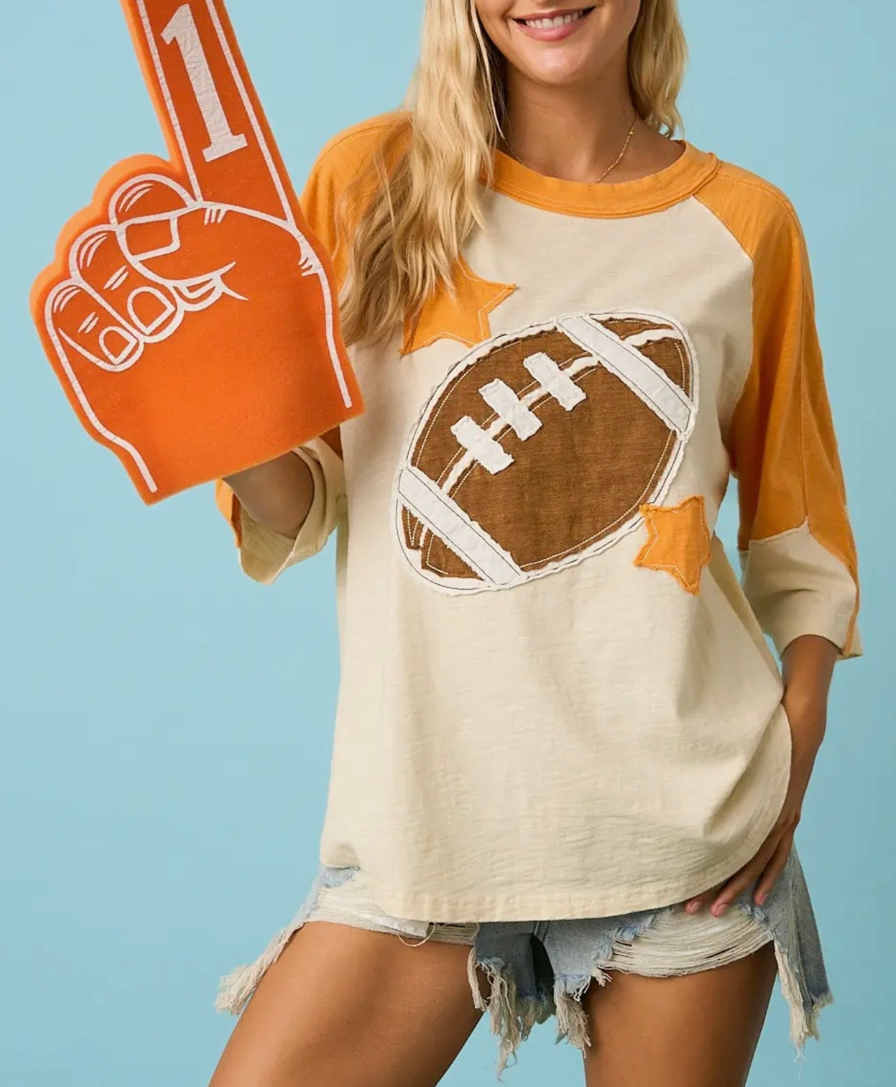 Football Patch SS Colorblock Top