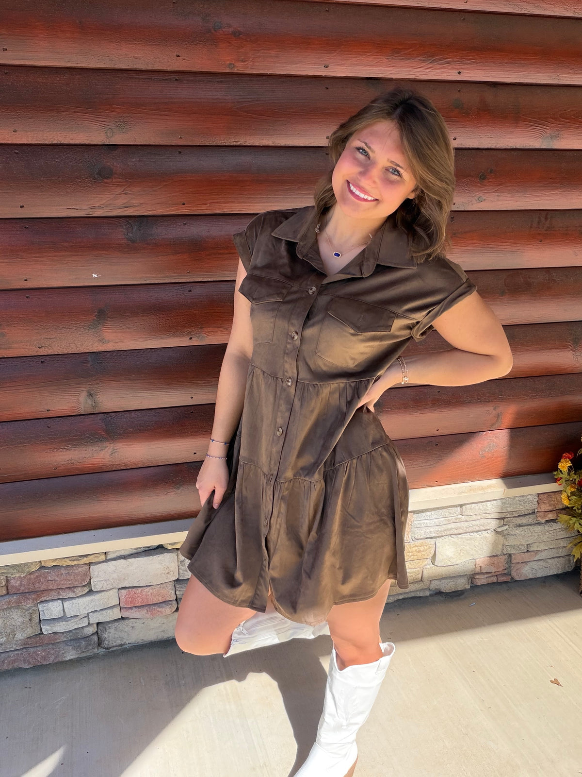 Brown Suede Dress