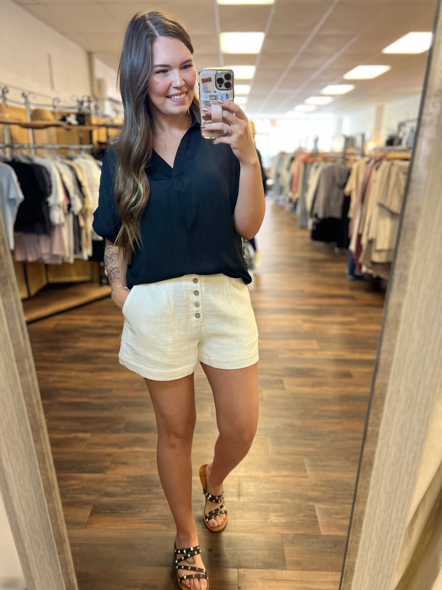 SS Collared Vneck Blouse