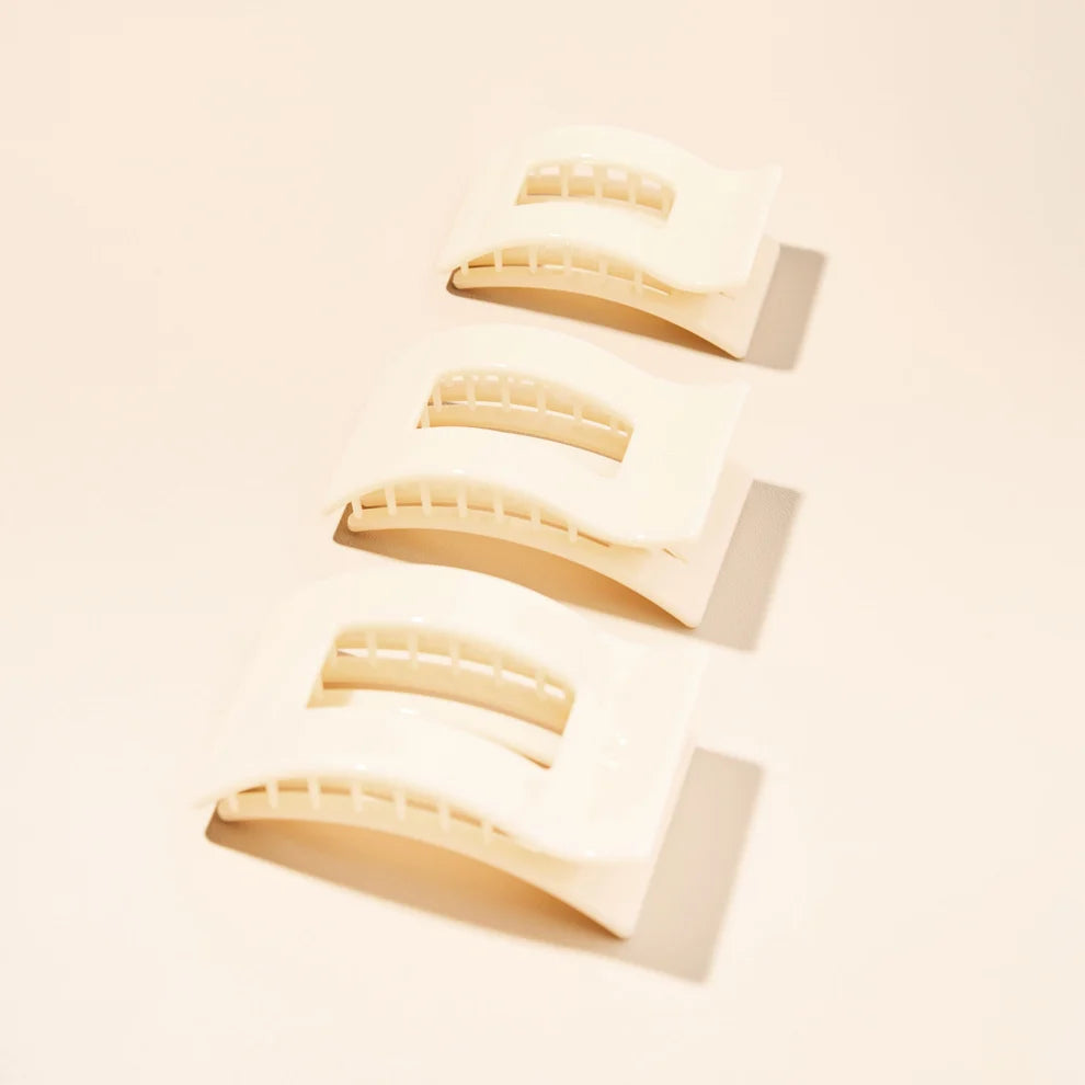 Almond Beige Flat Rectangle Hair Clip