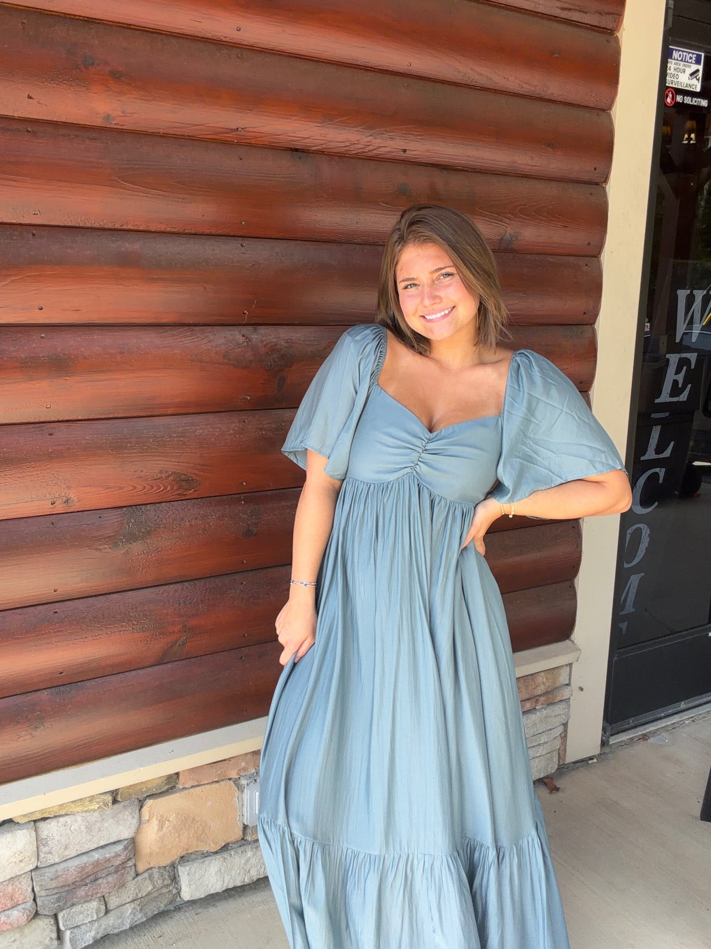 Whispering Willow Sweetheart Smocked Midi Dress