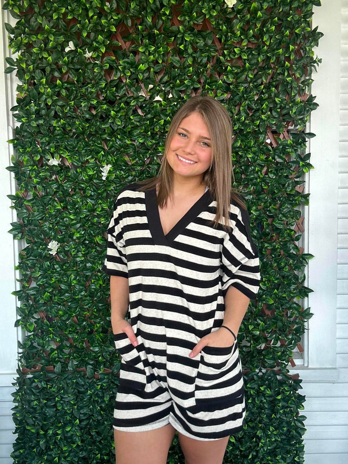 Stripe Casual Knit Romper