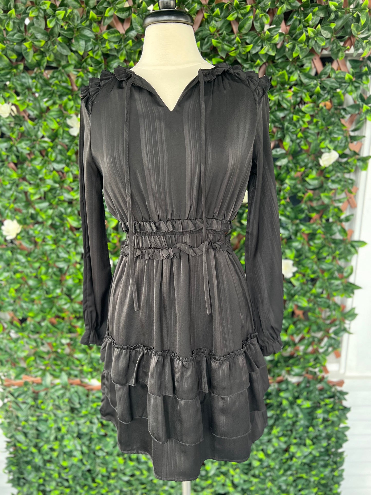 Black L/S Ruffle Dress