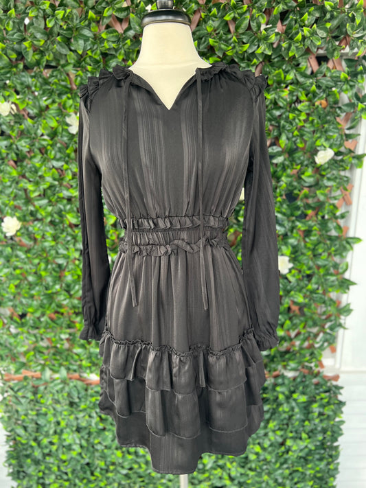 Black L/S Ruffle Dress