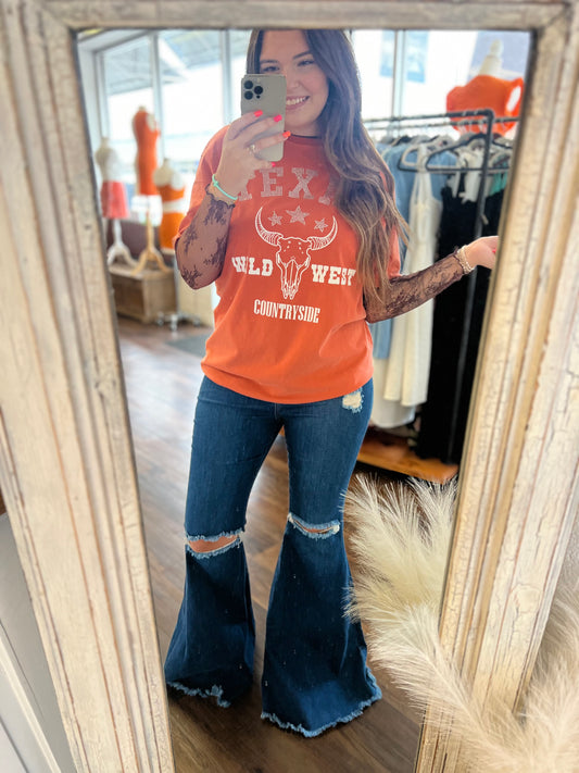 Distressed Denim Bell Bottoms