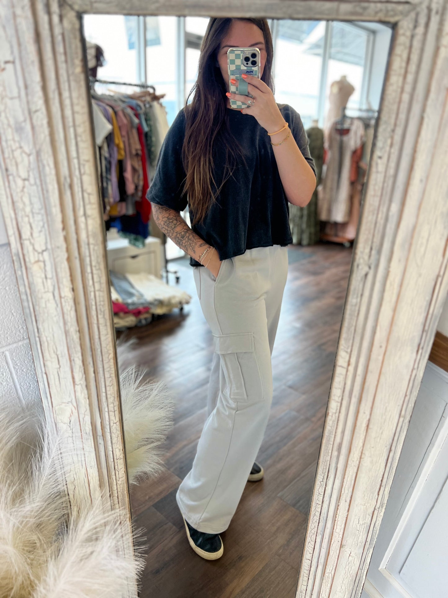 Wide Leg Cargo Sweatpants