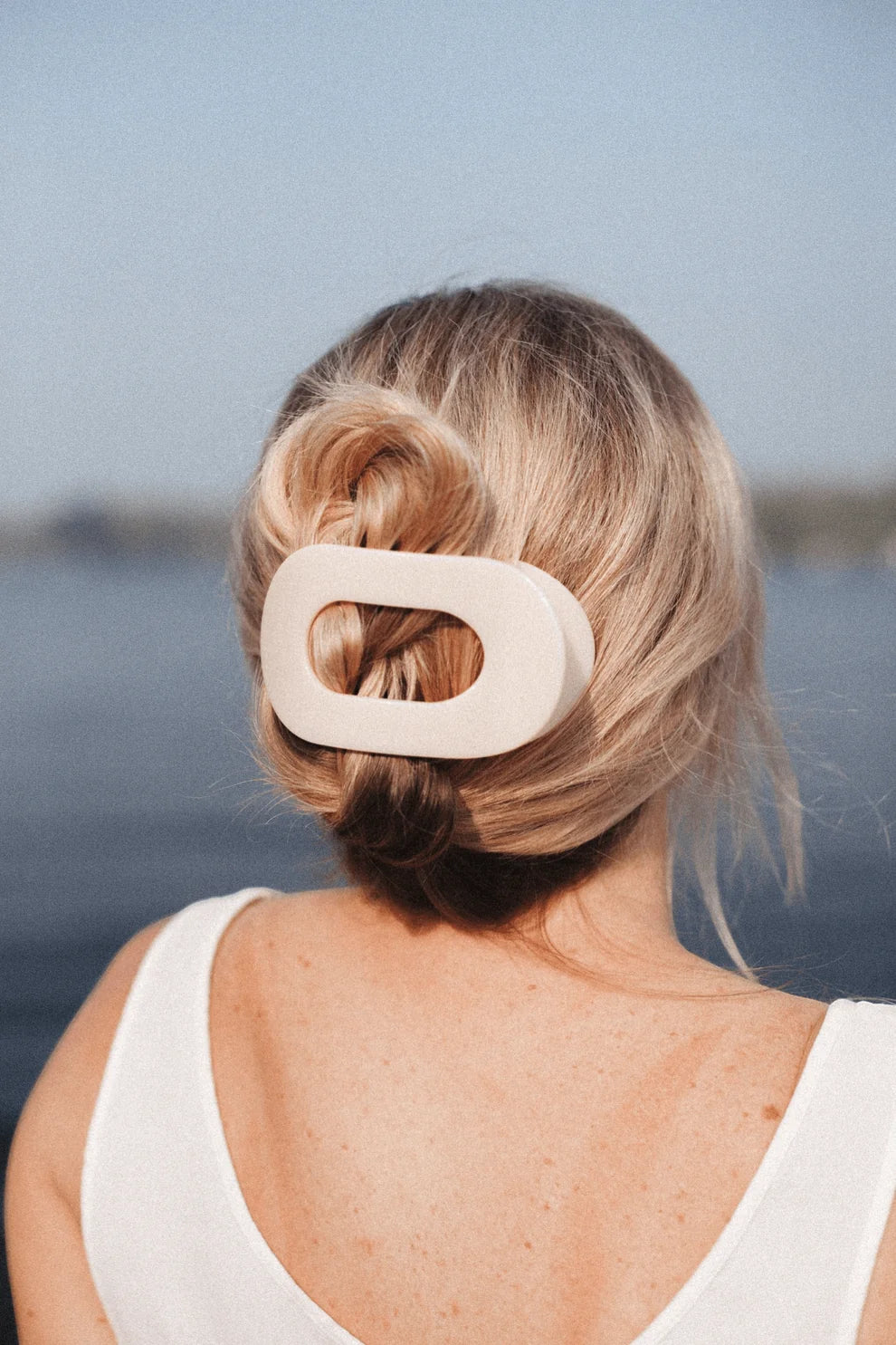Almond Beige Flat Round Hair Clip