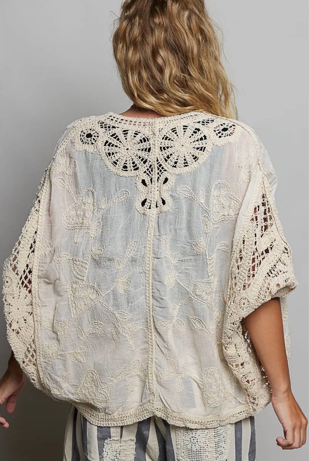 Batwing Button Down Crochet Cardigan
