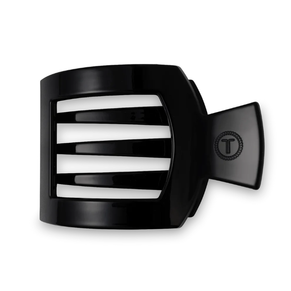 Jet Black Flat Square Hair Clip