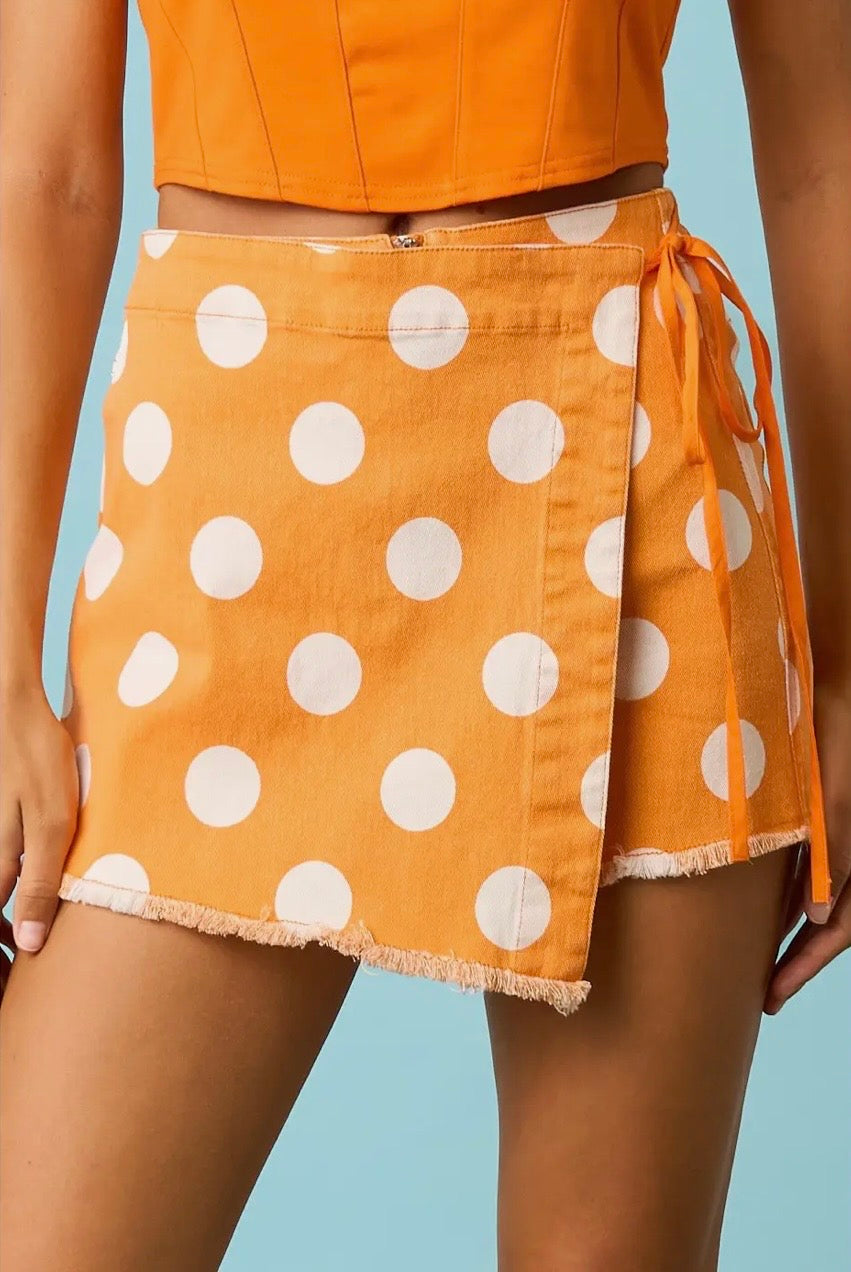 Orange Polka Dot Skort
