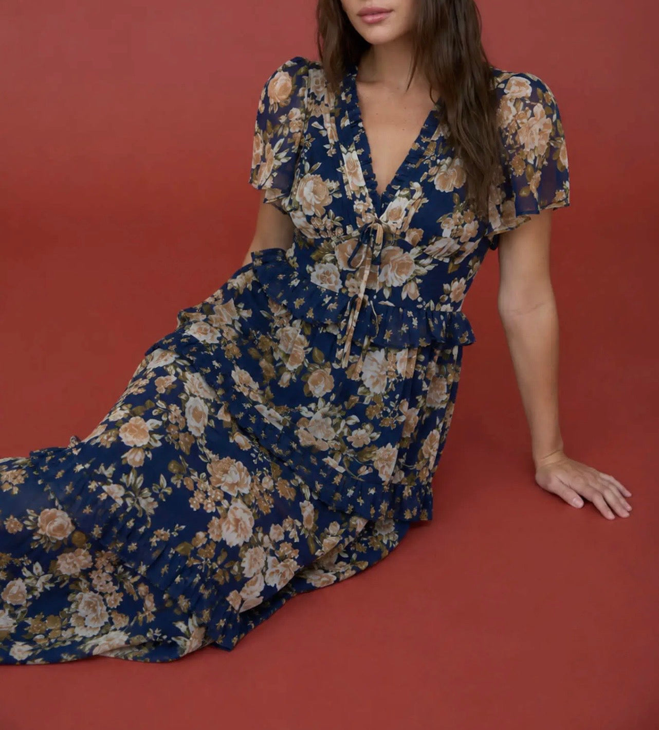 Floral Ruffle Tier Midi Dress
