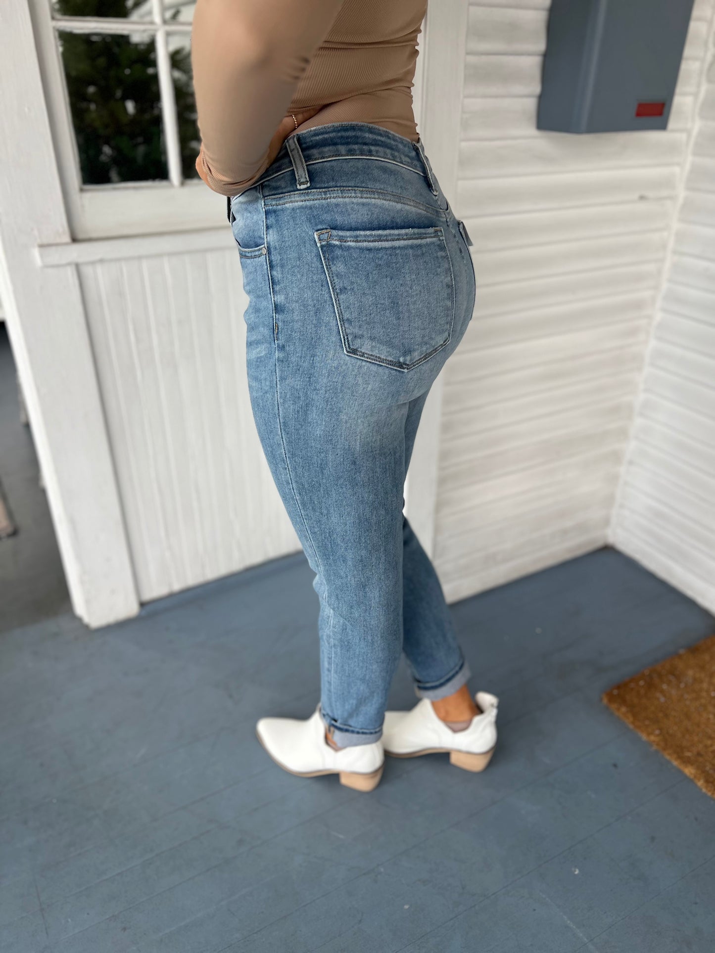 Mid Rise Relaxed Skinny Jeans