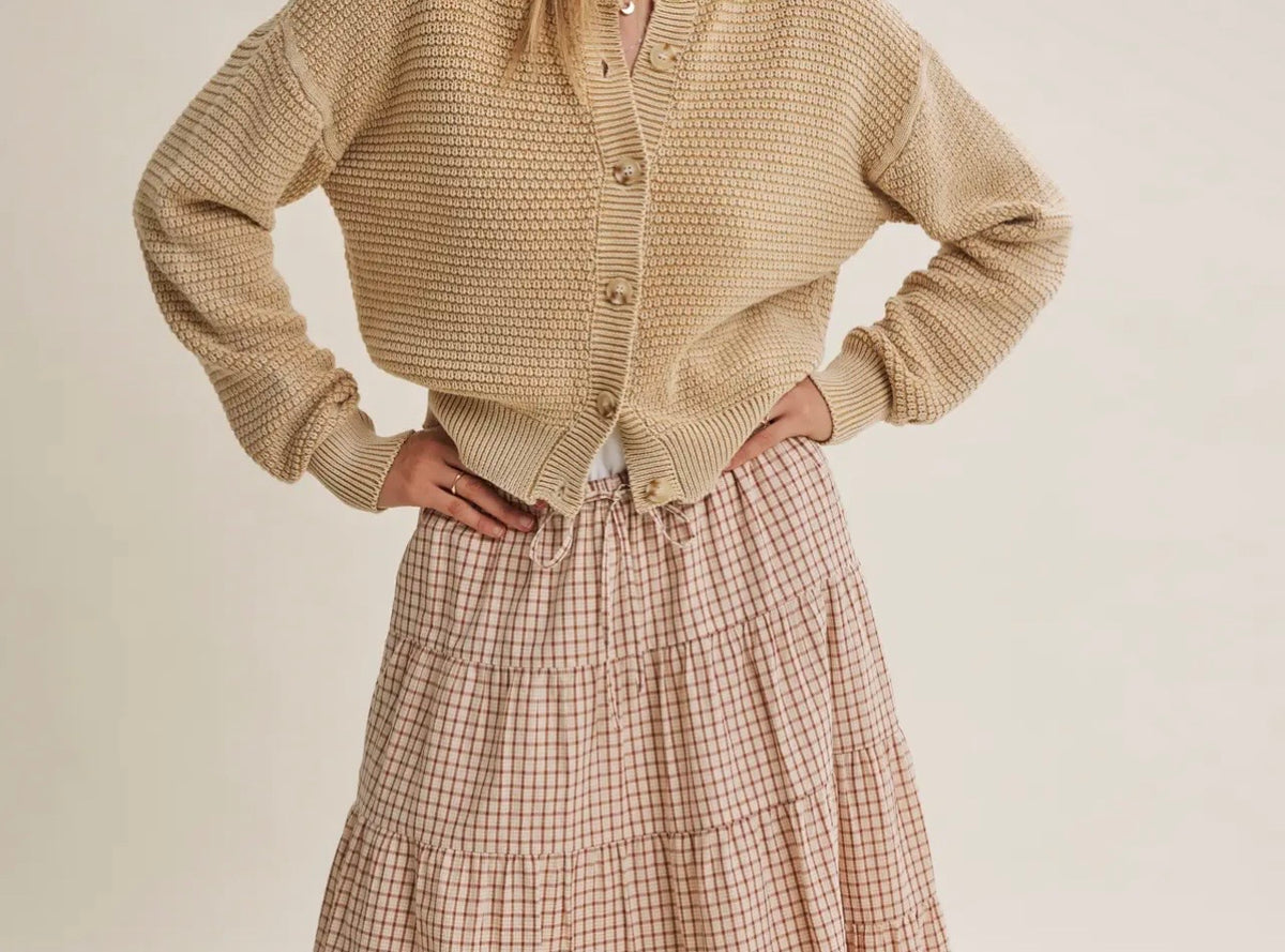 Mineral Washed Cotton Waffle Cardigan